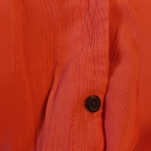 Loft V Neck Midi Shirt Dress Coral Button Down Sundress Size 0 - Picture 13 of 13